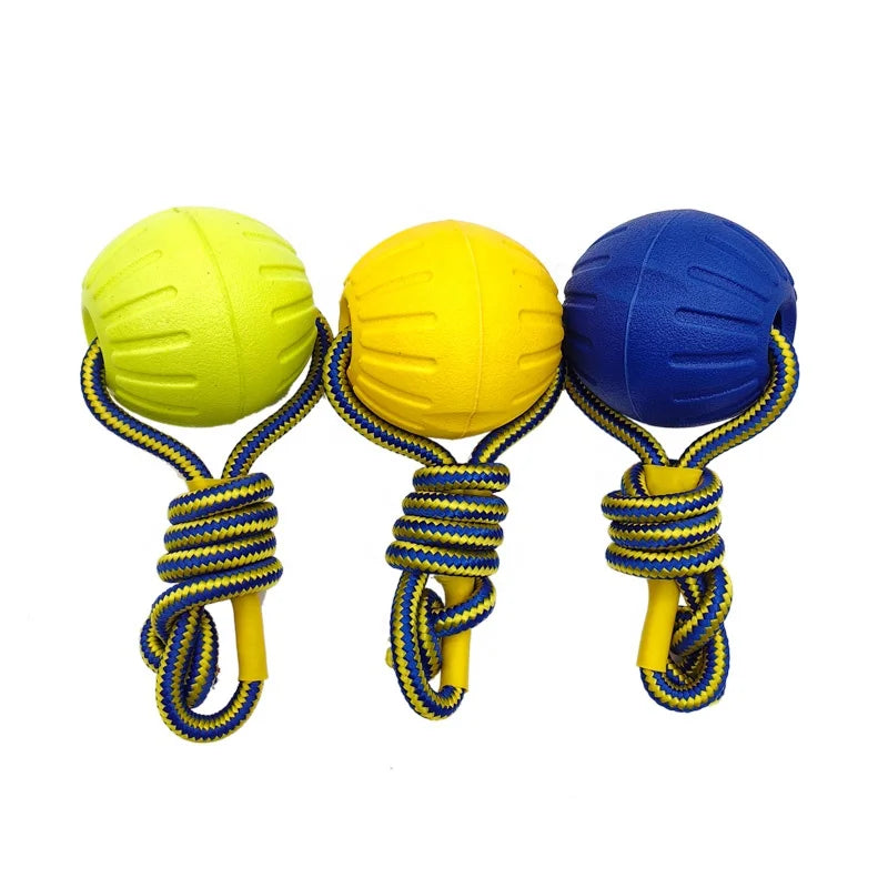 Interactive Pet Training Chew Teeth Toy Durable Elastic EVA Floating Balls Soft Rubber Dog Teeth Grinding Toys Rope Box Packed