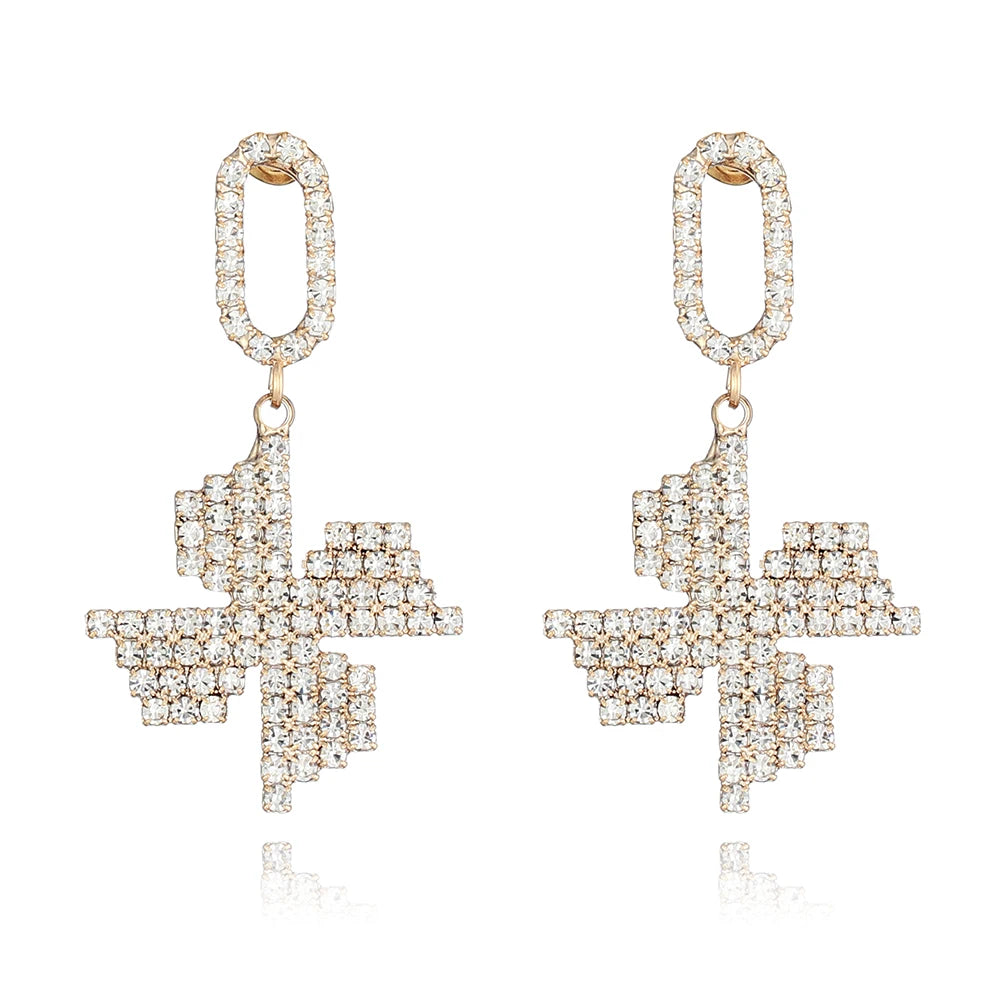 Gold Little Windmill Earrings With Claw Setting Cute Fashion Design for Girl and Ladies for Engagement and Anniversary