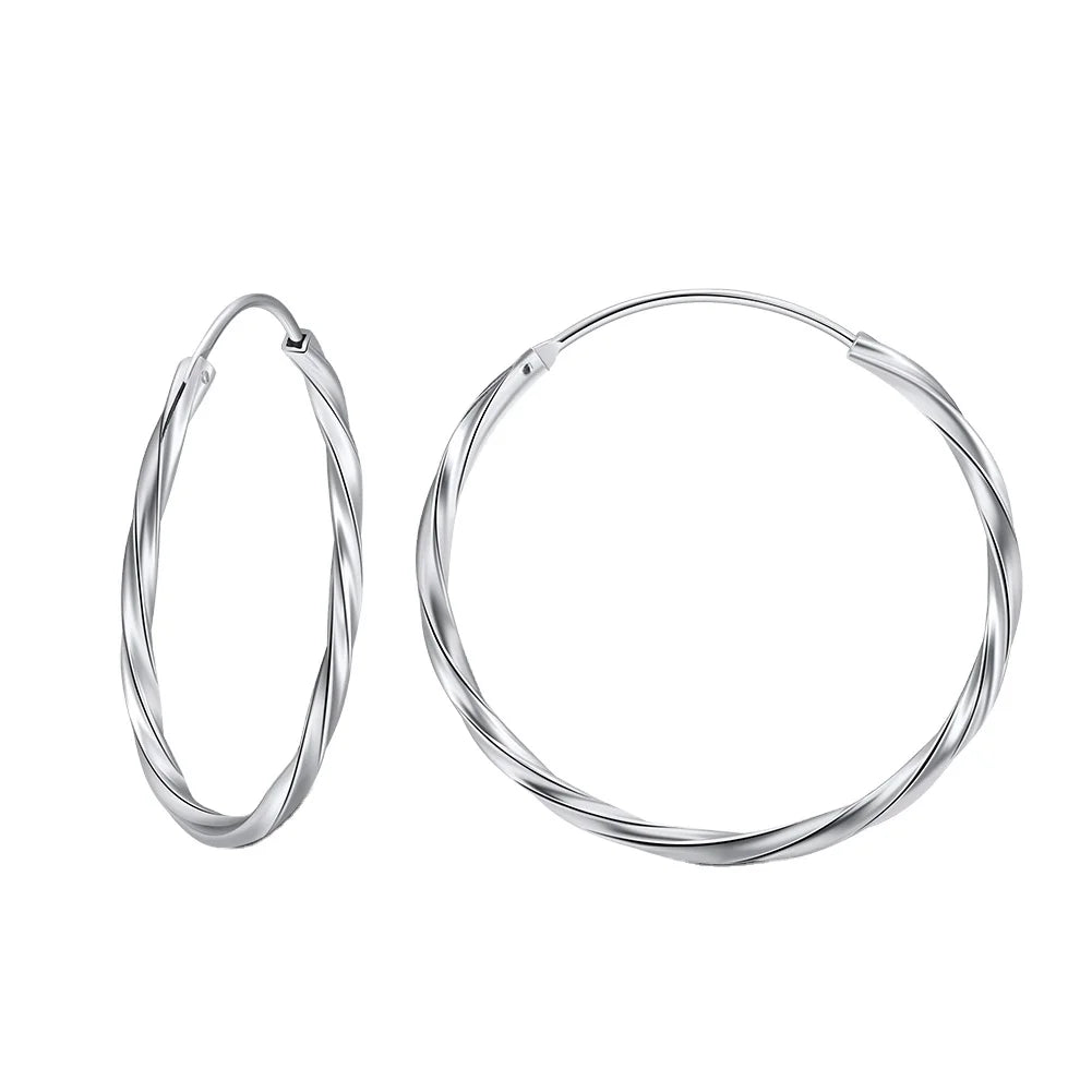 RINNTIN APE39 Quality 925 Sterling Silver Earrings Finding Jewelry Joyas De Plata Rhodium Plated Hoop Earrings for Women