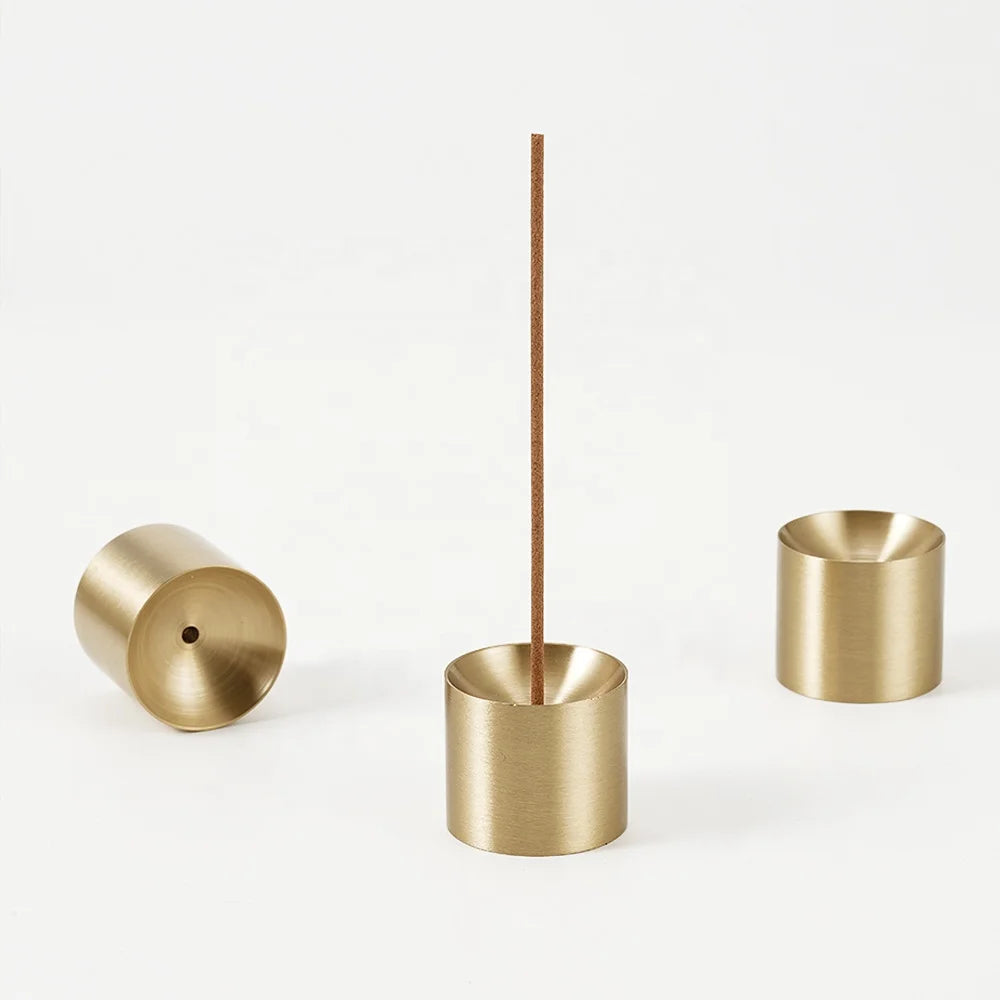 CHENLANG Creative Cylinder Solid Brass Eco-Friendly Long-lasting Aromatic Incense Stick Holder for Spa Use