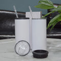 Wholesale 15oz Double Wall Insulated Stainless Steel White Sublimation Blank Straight Beer Cola Can Cooler With Dual Lid in Bulk