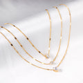 Ason New Design Luxury Jewelry Moon Star Triple Chain Zircon 18K Gold Plated Necklace Stainless Steel for Party Pendant Necklace