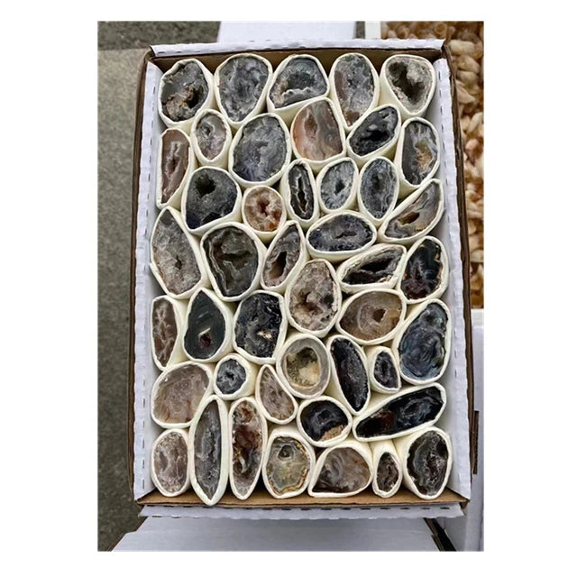 Wholesale healing crystals crafts gemstone natural colorful agate druzy geode boxs