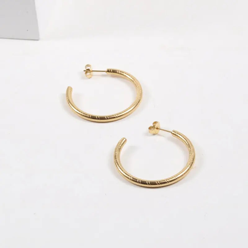 New Trendy Earring 18K Gold Plated Big C Hoop Earrings for Women Stainless Steel Earrings Wholesale