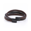 Custom Engraved logo Bracelet Leather Zinc Alloy Magnetic Buckle Hand-knitted Double Leather Rope Jewelry Leather Bracelet