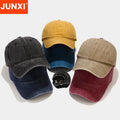 Wholesale 6 Panel  Blank Wash Dad Hat Cap for Men Street Style Fabric Baseball Cap with Metal Buckle Customizable Logo