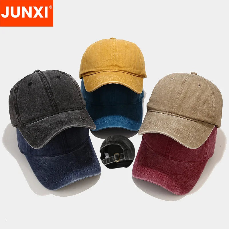 Wholesale 6 Panel  Blank Wash Dad Hat Cap for Men Street Style Fabric Baseball Cap with Metal Buckle Customizable Logo