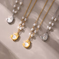 New Stainless Steel Necklace Natural Freshwater Pearl Necklace with Shell in the Shape of a Chicken for Women