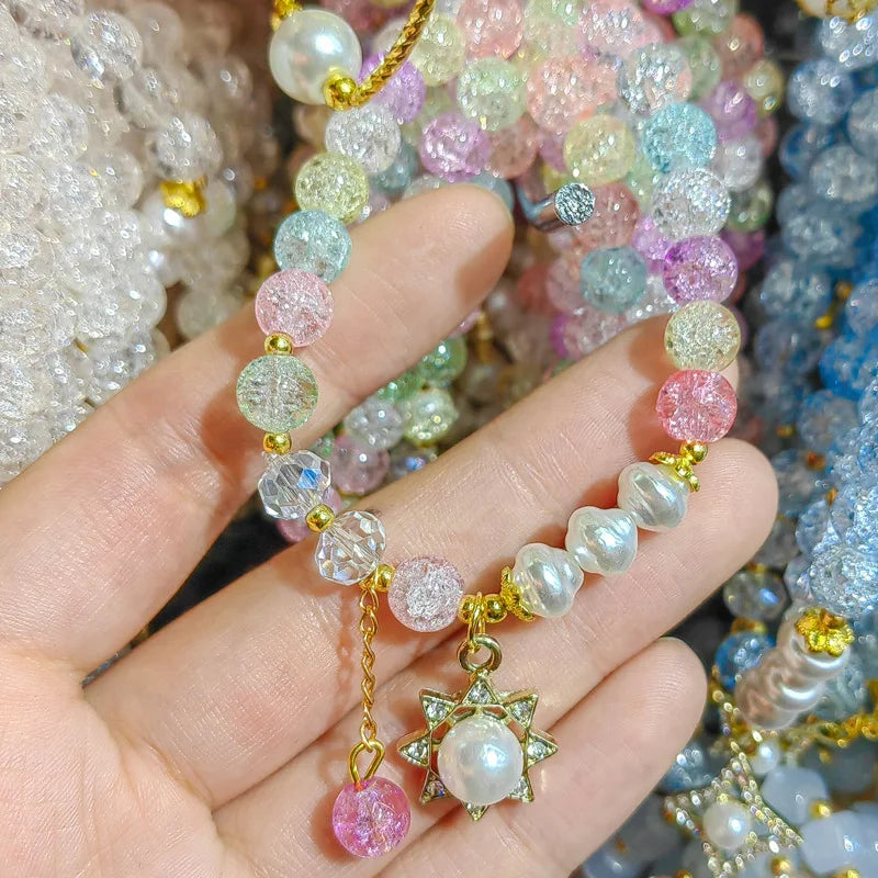 Trendy Mixed Wholesale Handmade DIY Beaded Bracelet Elastic Cheap Cartoon Animal Crystal Beads Bracelet for Women Girls Jewelry