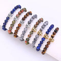 Wholesale 8mm Natural Volcanic Rock Leopard Head Beaded Lapis Tiger Eye Bracelet Handmade Energy Jewelry for Gifts Anniversaries