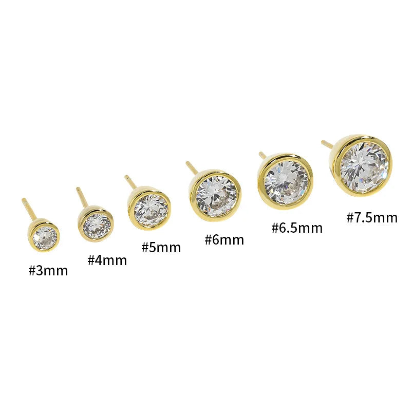 Hot Selling 925 Sterling Silver 6 Pairs Stud Earrings Set 3 mm - 7.5 mm CZ Earrings