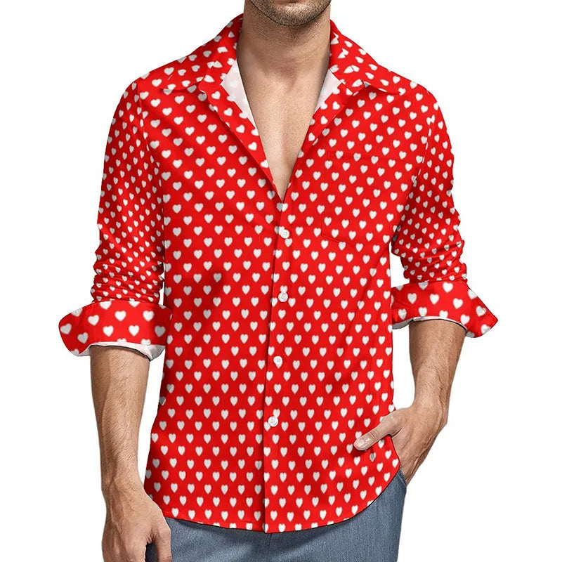 RNSHANGER Spring Polka Dot Men Shirt Casual Size S-4XL Long Sleeve Hawaiian Beach Men Shirts Streetwear Hip Hop Shirts
