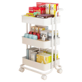 In Stock Cheap Price 3 Tier Storage Shelf Organize Cart Utility Rolling Cart with Handle Carbon Steel 16 MM Tube
