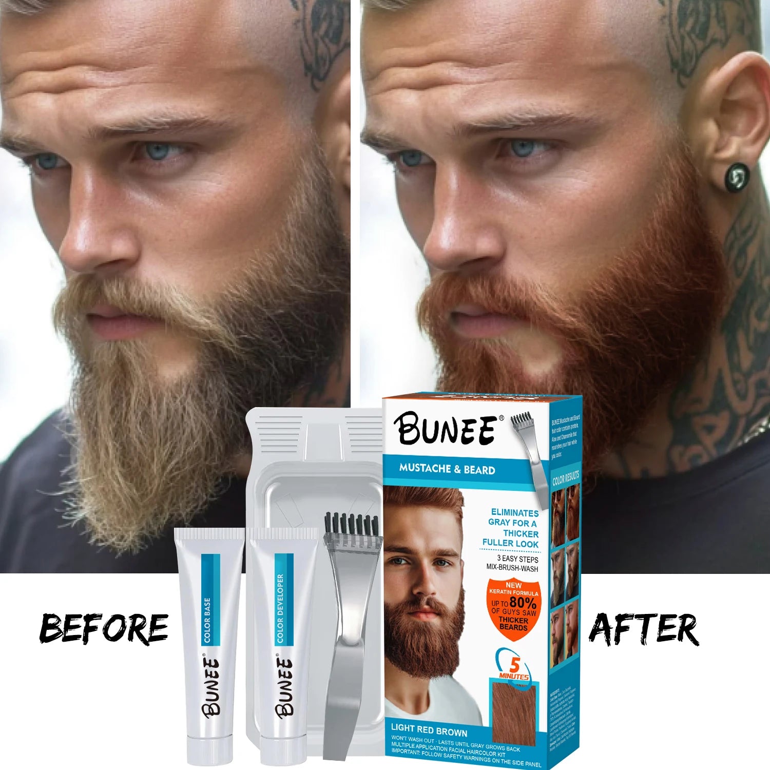 Quick-acting Beard Black Cream 15ml Comb and Dye 2 in 1 Long-lasting Beard Color Cream for Men Cover Gray Hair Mustache Dye