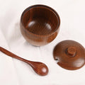 Bamboo Eco-Friendly Salt Pot & Spice Container with Lid and Spoon Retro Design Japanese Flavor