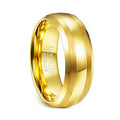 Alin Jewelry Manufacturers 8MM Gold Plated Mens Dome Tungsten Wedding Bands Brushed Two Lines