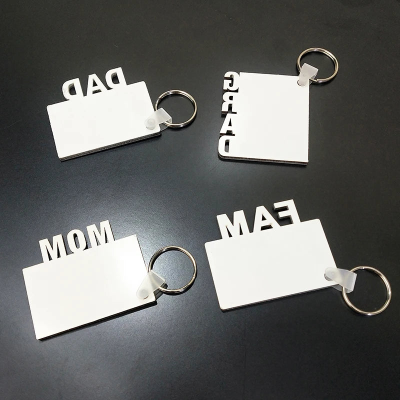 For LOVE MOM Daddy Sublimation MDF Keychain Custom Double Sided Wood Key Ring with Alloy for Personalized Engraved Key Holders