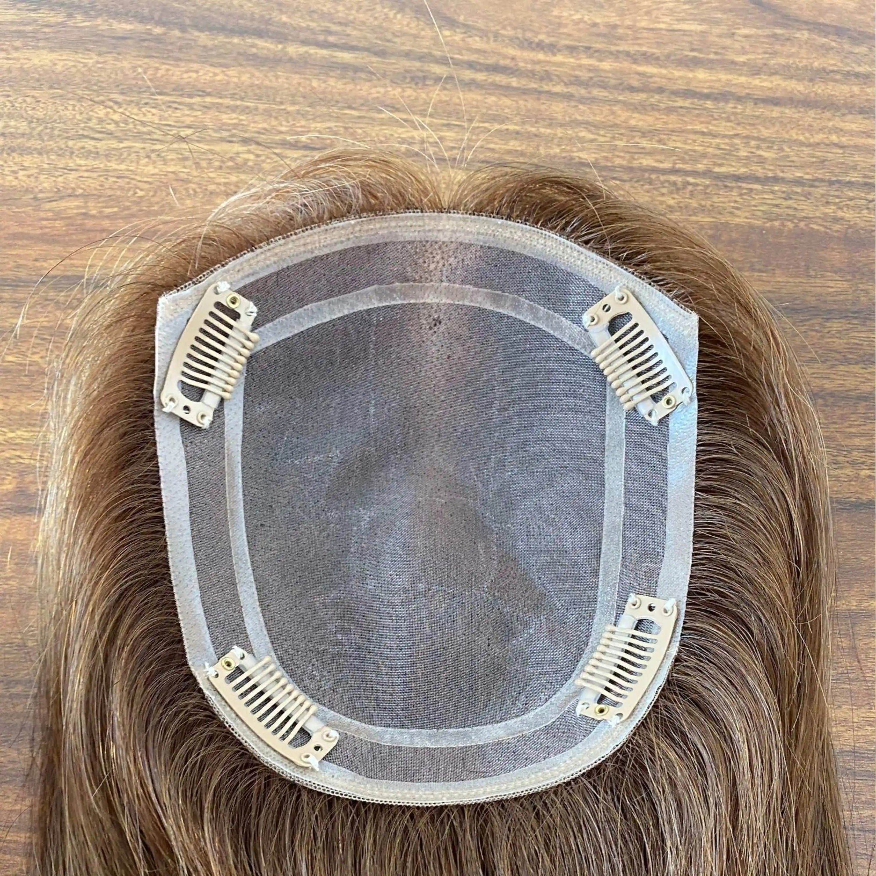 Brown Hair 100% Human Hair Extension Toppes 5*6 Mono Base for Women Silk Topper