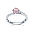 MSR-1410 18K White Gold Round Shape pink Lab Grown Diamond Engagement Ring