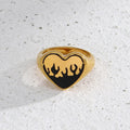 Black Enamel Ring 2021 Stainless Steel Rings Lot Heart Flower Stainless Steel Ring