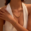 Wholesale Simple Two Color Tone Stainless Steel Jewelry Necklace Bracelet Earring Set for Women Chain Necklace