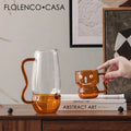Modern Clear Glass Waterpot and Mug Eco-Friendly Home Decor for Coffee Tea Living Rooms Yellow FLOLENCO CASA