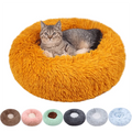Sanan Cheap Cama De Perro 40CM 120CM Custom Fur Canvas Warm Round Donut Cuddler Luxury Animal Bed Cat Cushion Pet Beds for Dog