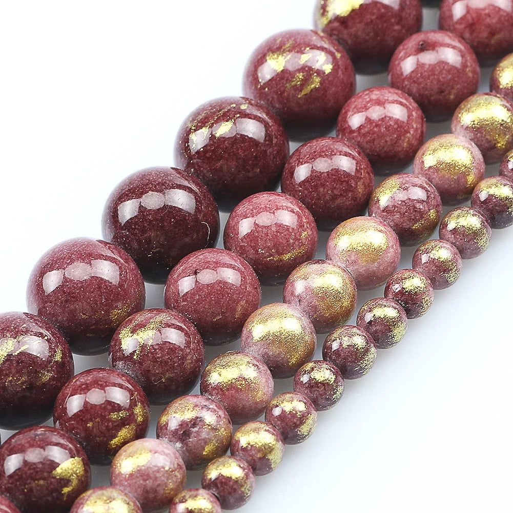Wholesale 4/6/8/10 MM Round Brown-red Golden Natural Semi Gemstone Loose Stone Beads for DIY Jewelry Making Bracelet