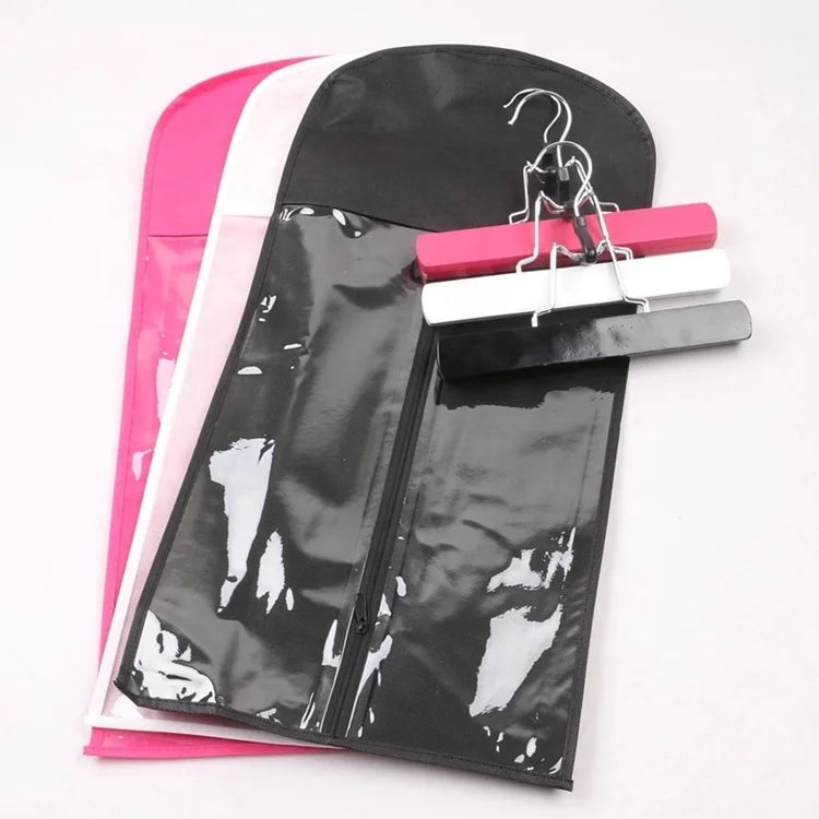 In Stocks 10 Sets/carton Black White pink Color Cheaper Luxury  PVC Dustproof Zipper Bag With Hanger Hair Bags Packaging Custom