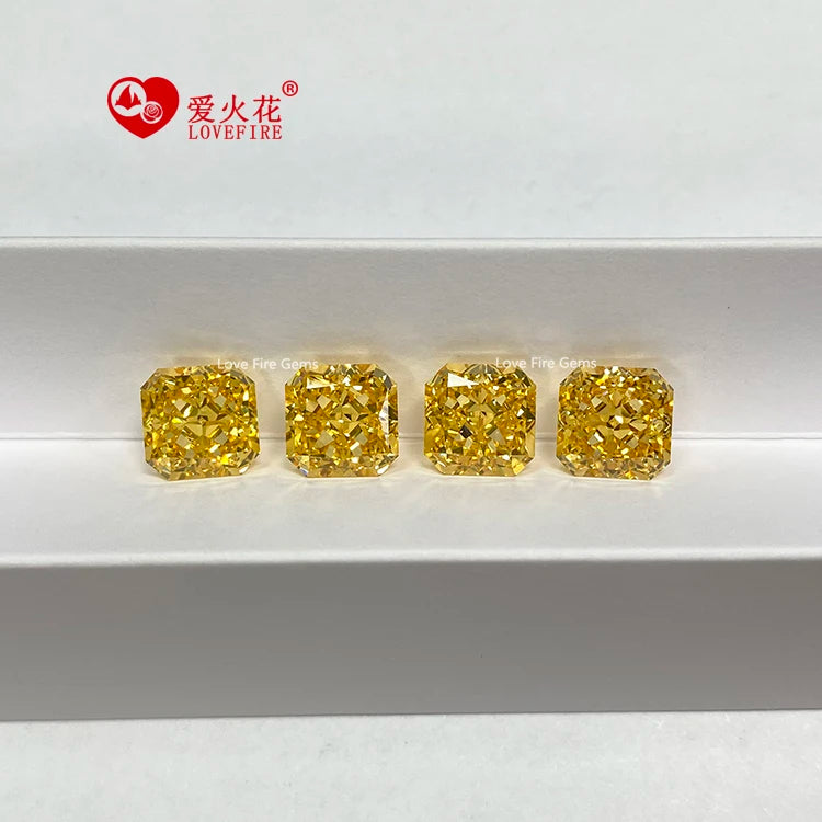 Crushed Ice Cut 8a Quality Yellow Light pink Loose Gemstone square Cut Corner Cubic Zirconia