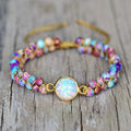 Healing Meditation Natural Galaxy Sea Sediment Opal Stone Bracelet Spiritual Protection Inner Peace Anxiety Relief