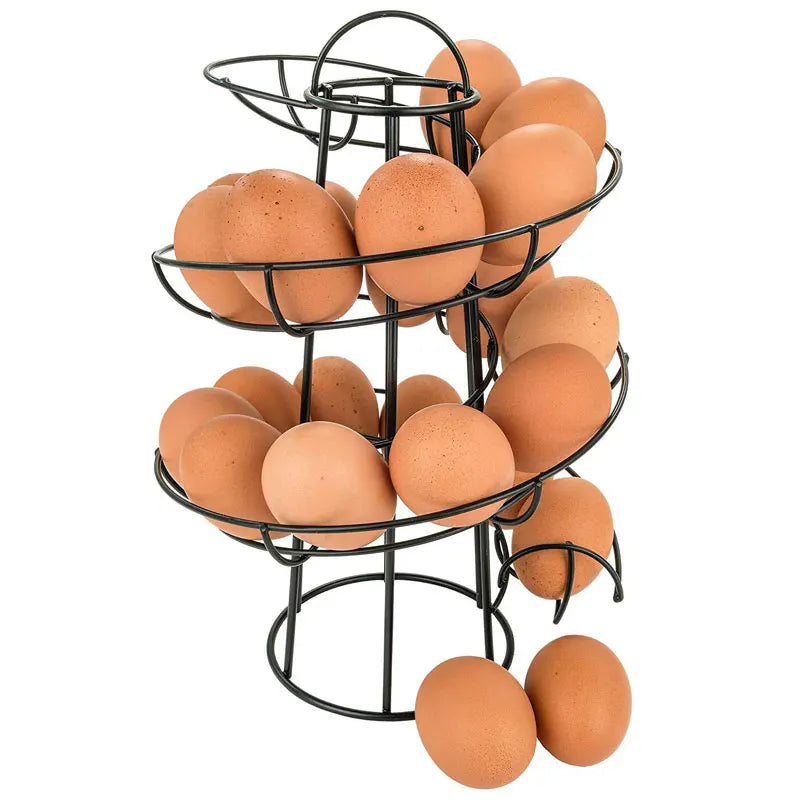 Multifunctional Spiraling Dispenser Kitchen Storage Display Rack Organizer Spiral Design Metal Egg Skelter Holder Rack