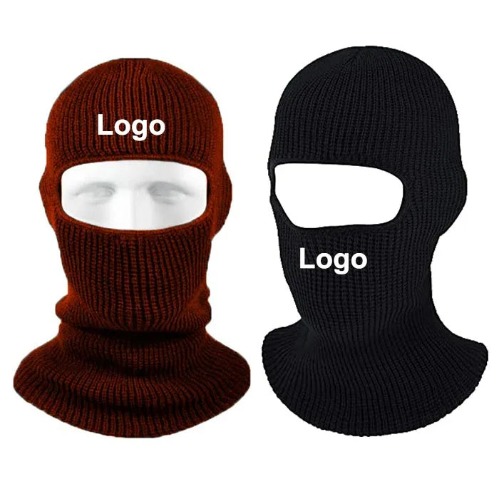 1 Hole Knitted Hat Warm Full Face Cover Adult Knitted Neck Gaiter Winter Ski Mask Balaclava for Sports Cycling