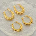 18K Gold Plated Trendy Stainless Steel Earrings Big Large Fashion Jewelry Set with Stylish Hoop Design