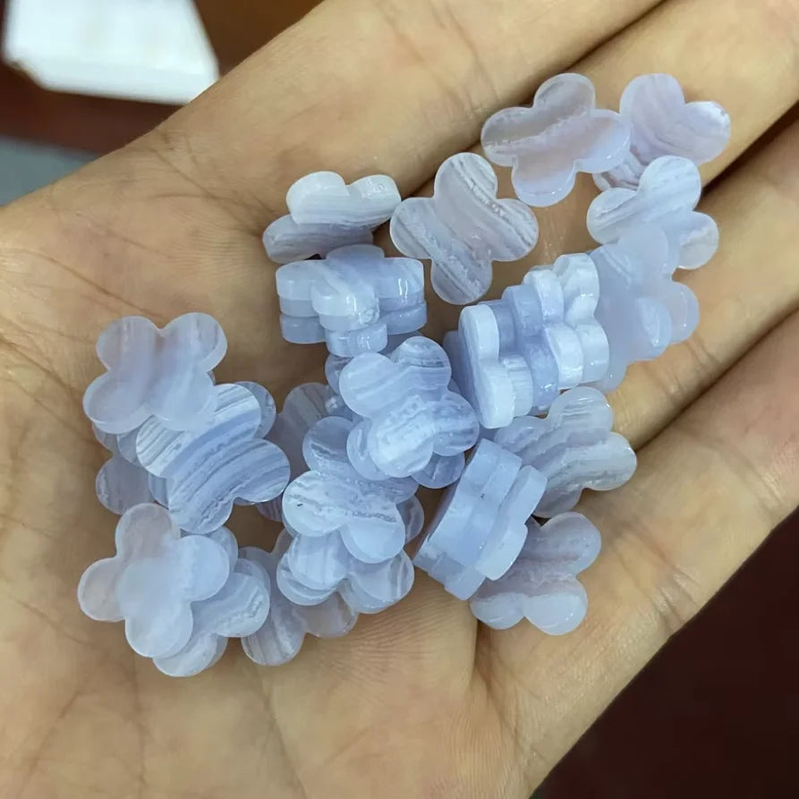 HQ GEMS Popular Lavender Agate Purple Stripe Clover Stones 8x8x2mm to 23x23x2mm Four Leaf Clover Stone