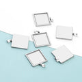 Stainless Steel Diy Jewelry Accessories Square Base Empty Tray Charms Bezel Pendant Gem Tray Gemstone Base Pendant