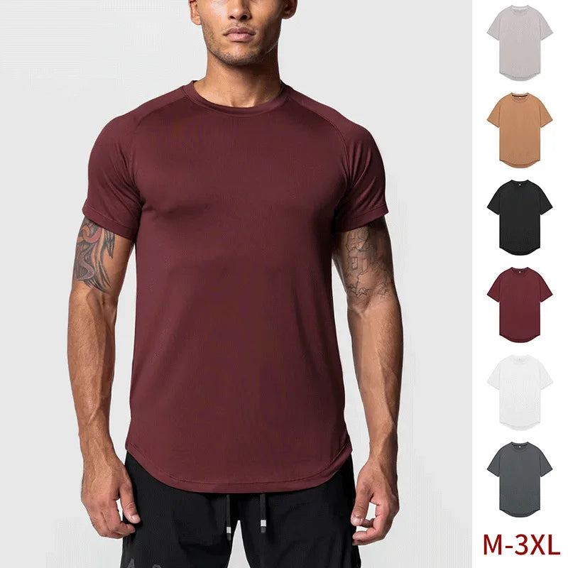 American Size Mens Tshirt Lightweight Stretchy Breathable Athletic T-shirt for Men Round Neck Short Sleeve Tee Shirt Ropa
