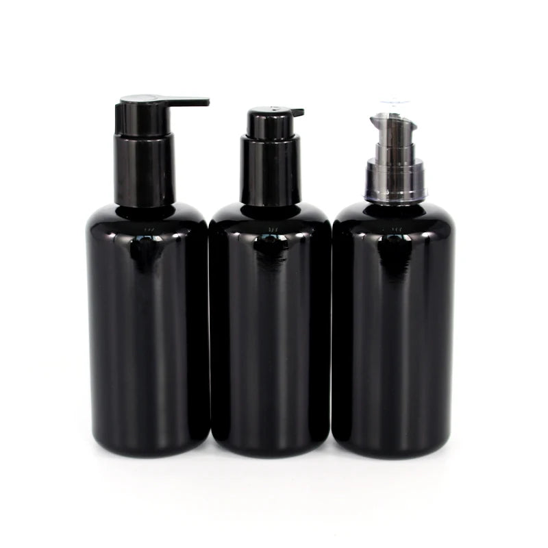 Fashionable 200ml Violet Glass Essential Oil Bottle with Pump Sprayer for Skin Care Serum & Face Cream Crown Cap Screen Printed