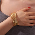 New Arrivals Ripple 18k Gold Plated Cuff Bracelet Adjustable PVD Stainless Steel Wide Bracelet Jewelry for Wom