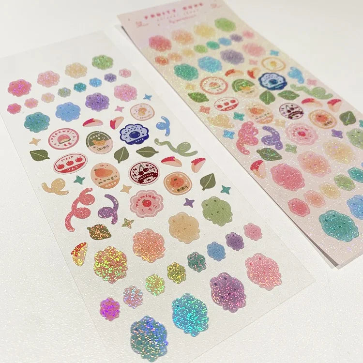 Full Sheet A4 Waterproof Glitter Stickers Sheets Printable Clear Self-Adhesive Vinyl Label with Clear Backing Custom Sticker Use
