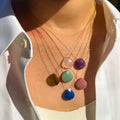 Natural Drop Pendent Stone Necklace Healing Crystal Stone Necklace for Men Women Stainless Steel Chain Energy Stone Jewelry Set
