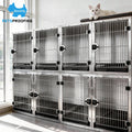 Professional Metal Heavy Duty Double Large Modular Stacking Strong Stainless Steel Dog Grooming Crate Cage Bank for Shop Hotel