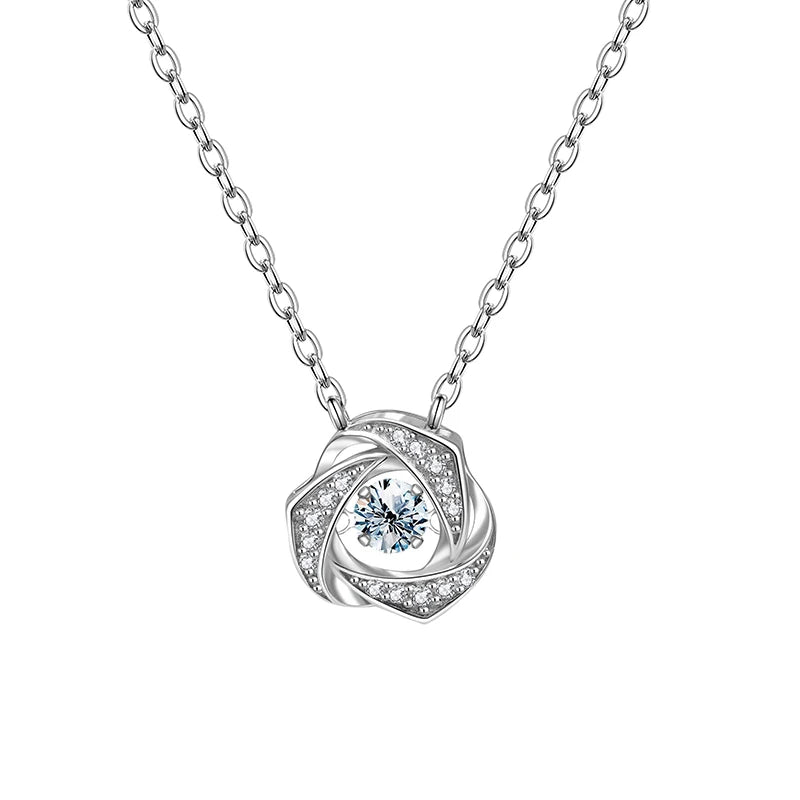 2025 Trendy Diamond Moissanite Clover Windmill Pendants 0.5ct Carat  With Real 925 Sterling Silver Chain for Women Best Gift
