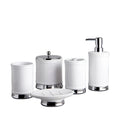 Luxury White Ceramic Five-piece Eco-Friendly Bathroom Accessories Set Soap Dispenser Tumbler Soap Dish Toothbrush Holder