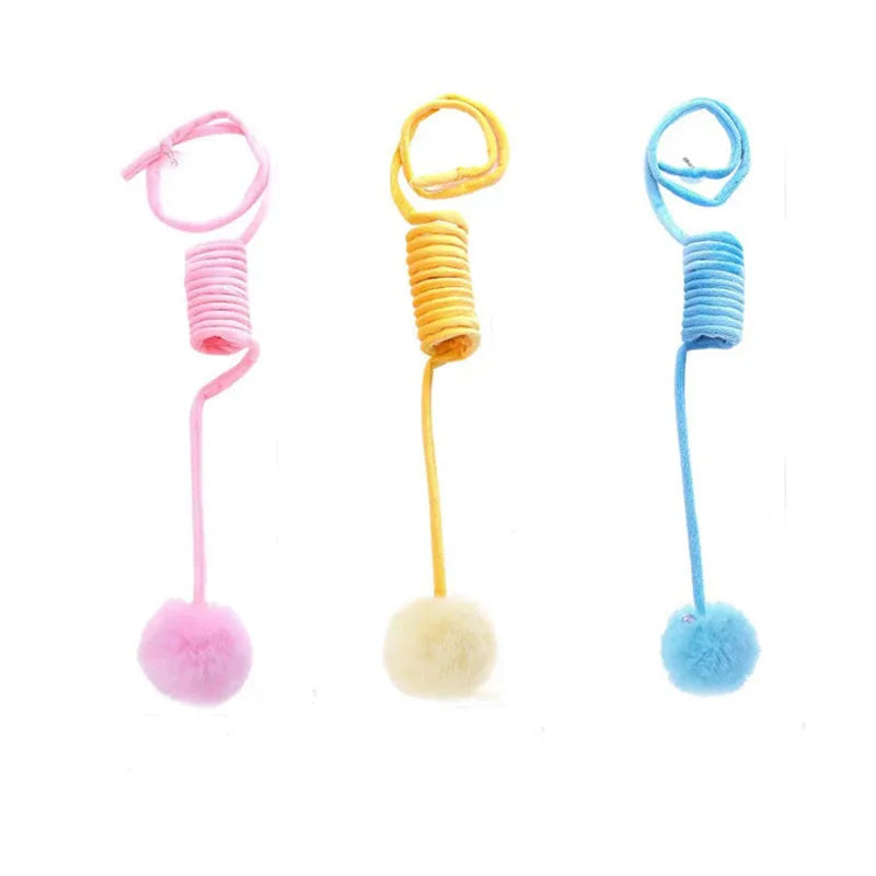 Hairball Cat Toys Suction Cup Spring Plush Amuse Oneself Ball Pet Supplies Cat Toys Interactive