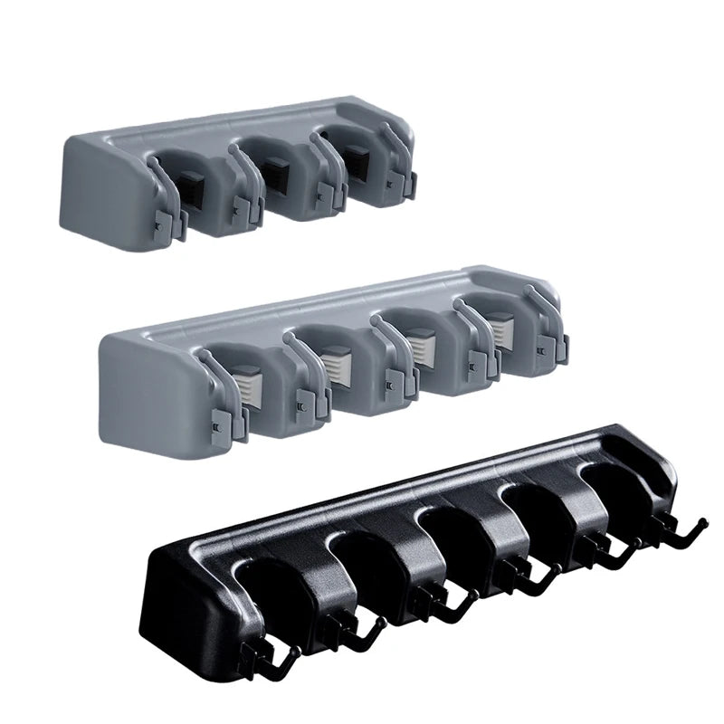 Wholesale Combo 5 Slot Mop and Broom Holder Anti-Slip Brooms Hanger Wall Mount Garden Tool Organizers for Garage Laundry Room
