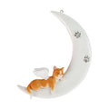 Angel Cat Moon Resin Ornament Hand-painted Winged Design & Paw Print Detail Christmas Home Decor Indoor Hanging Accent