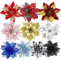 14.5cm Glitter Poinsettia Artificial Christmas Flower Head DIY Xmas Tree Ornament for Wedding Party Home Decor New Year Navidad