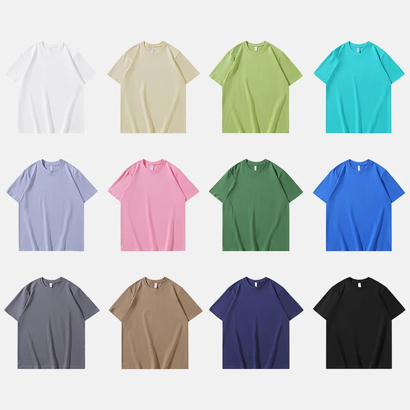 Men's Custom Cotton Boxy Fit T-Shirts Oversize Short Sleeve Casual Blanks with Solid Pattern Printed Logo