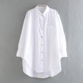XS-L Customize Women  Long Blouse   Button up Long Sleeved Shirt